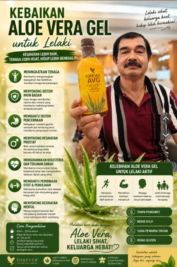 Produk Aloe Vera Gel Forever Living untuk kesihatan lelaki di Malaysia