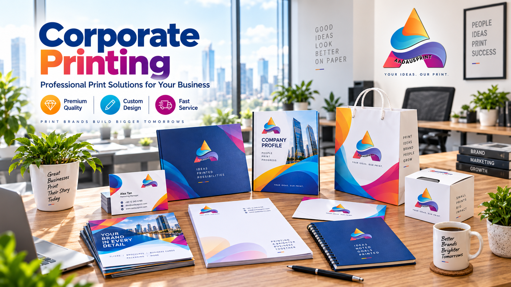 Corporate printing Aadaus Print - business card, letterhead dan company profile Seri Kembangan